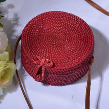 Load image into Gallery viewer, Woven Rattan Bag Round Straw Shoulder Bag Small Beach HandBags Women Summer Hollow Handmade Messenger Crossbody Bags