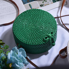 Load image into Gallery viewer, Woven Rattan Bag Round Straw Shoulder Bag Small Beach HandBags Women Summer Hollow Handmade Messenger Crossbody Bags