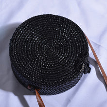 Load image into Gallery viewer, Woven Rattan Bag Round Straw Shoulder Bag Small Beach HandBags Women Summer Hollow Handmade Messenger Crossbody Bags