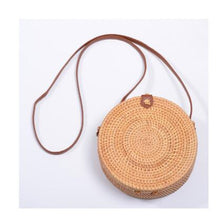 Load image into Gallery viewer, Woven Rattan Bag Round Straw Shoulder Bag Small Beach HandBags Women Summer Hollow Handmade Messenger Crossbody Bags
