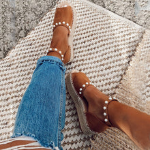 Load image into Gallery viewer, Laamei 2019 Summer Women Sweet Pearl Platform Wedges Sandals Comfort Fish Mouth Weave Causal High Heels Open Toe Chaussures