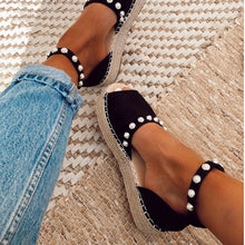 Load image into Gallery viewer, Laamei 2019 Summer Women Sweet Pearl Platform Wedges Sandals Comfort Fish Mouth Weave Causal High Heels Open Toe Chaussures