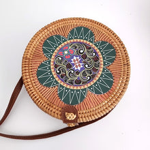 Load image into Gallery viewer, Woven Rattan Bag Round Straw Shoulder Bag Small Beach HandBags Women Summer Hollow Handmade Messenger Crossbody Bags