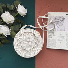 Load image into Gallery viewer, Woven Rattan Bag Round Straw Shoulder Bag Small Beach HandBags Women Summer Hollow Handmade Messenger Crossbody Bags