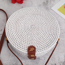 Load image into Gallery viewer, Woven Rattan Bag Round Straw Shoulder Bag Small Beach HandBags Women Summer Hollow Handmade Messenger Crossbody Bags