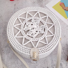 Load image into Gallery viewer, Woven Rattan Bag Round Straw Shoulder Bag Small Beach HandBags Women Summer Hollow Handmade Messenger Crossbody Bags
