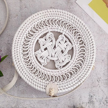 Load image into Gallery viewer, Woven Rattan Bag Round Straw Shoulder Bag Small Beach HandBags Women Summer Hollow Handmade Messenger Crossbody Bags