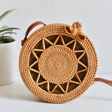 Load image into Gallery viewer, Woven Rattan Bag Round Straw Shoulder Bag Small Beach HandBags Women Summer Hollow Handmade Messenger Crossbody Bags