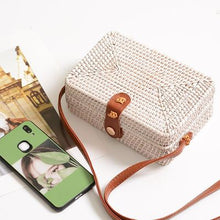 Load image into Gallery viewer, Woven Rattan Bag Round Straw Shoulder Bag Small Beach HandBags Women Summer Hollow Handmade Messenger Crossbody Bags