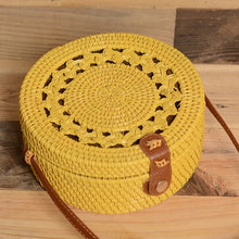 Load image into Gallery viewer, Woven Rattan Bag Round Straw Shoulder Bag Small Beach HandBags Women Summer Hollow Handmade Messenger Crossbody Bags