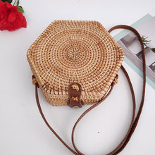 Load image into Gallery viewer, Woven Rattan Bag Round Straw Shoulder Bag Small Beach HandBags Women Summer Hollow Handmade Messenger Crossbody Bags