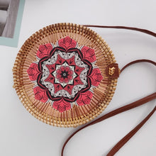 Load image into Gallery viewer, Woven Rattan Bag Round Straw Shoulder Bag Small Beach HandBags Women Summer Hollow Handmade Messenger Crossbody Bags