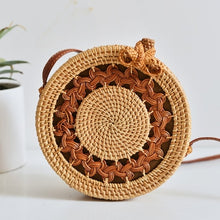 Load image into Gallery viewer, Woven Rattan Bag Round Straw Shoulder Bag Small Beach HandBags Women Summer Hollow Handmade Messenger Crossbody Bags
