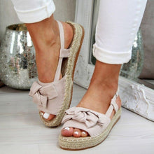 Load image into Gallery viewer, vertvie Summer Casual Bow Tie Womens Sandals Buckle Strap Flats Sandals Shoes For Woman Solid Color Peep Toe Sandalias Mujer