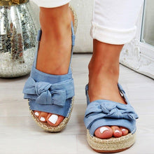 Load image into Gallery viewer, vertvie Summer Casual Bow Tie Womens Sandals Buckle Strap Flats Sandals Shoes For Woman Solid Color Peep Toe Sandalias Mujer
