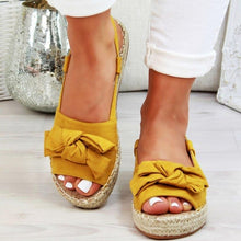 Load image into Gallery viewer, vertvie Summer Casual Bow Tie Womens Sandals Buckle Strap Flats Sandals Shoes For Woman Solid Color Peep Toe Sandalias Mujer