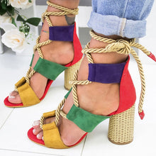 Load image into Gallery viewer, Women Sandals Lace Up Summer Shoes Woman Heels Sandals Pointed Fish Mouth Gladiator Sandals Woman Pumps Hemp Rope High Heels