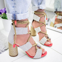 Load image into Gallery viewer, Women Sandals Lace Up Summer Shoes Woman Heels Sandals Pointed Fish Mouth Gladiator Sandals Woman Pumps Hemp Rope High Heels